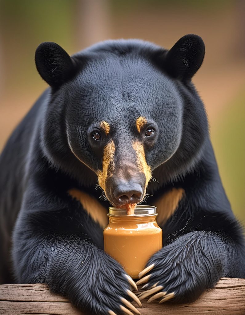 Firefly black bear eating a jar of peanut butter 86532