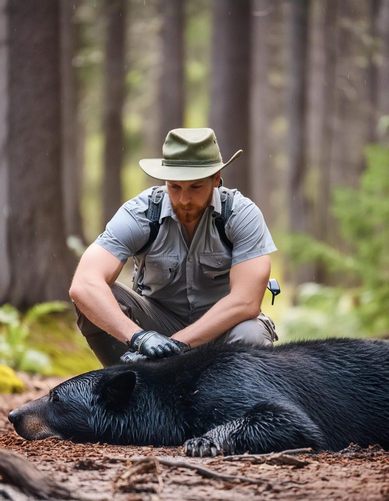 Firefly park ranger crying over the body of a black bear 86532